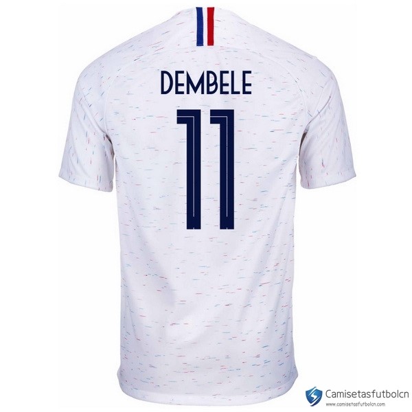 Camiseta Seleccion Francia Segunda equipo Dembele 2018 Blanco